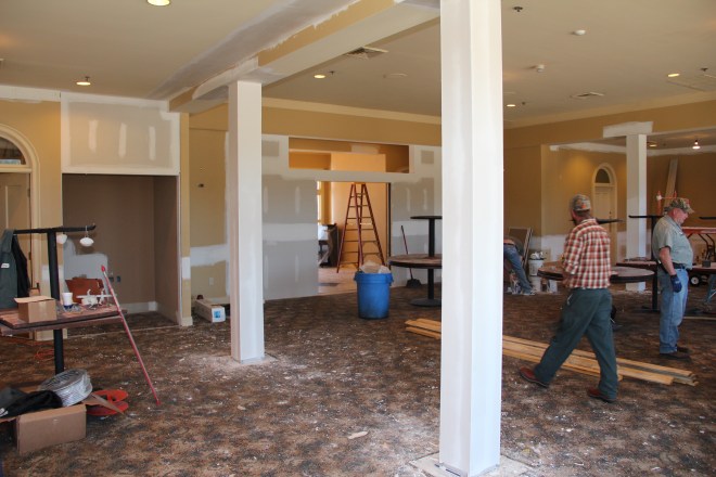 Work continues on what will be the "River Grille" restaurant.